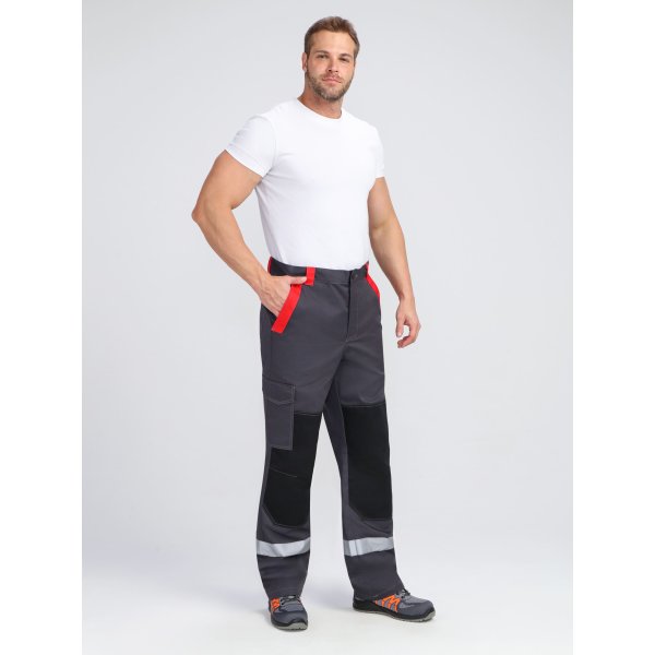 Костюм ProfLineBase-1 (тк.Твил,210) брюки, т.серый/черный/красный