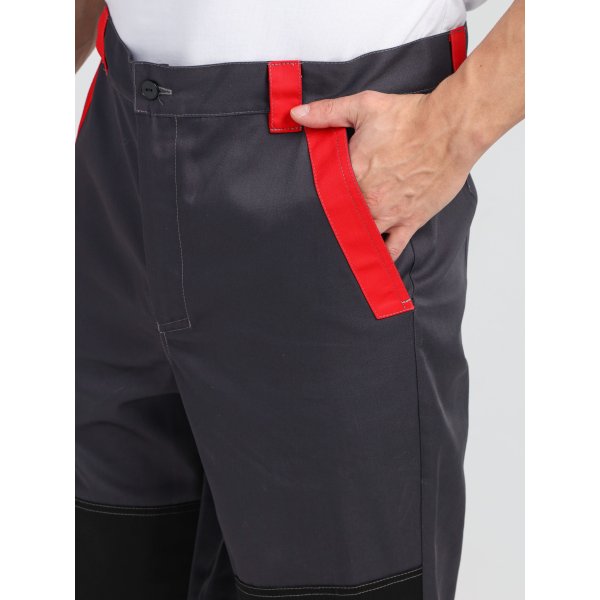 Костюм ProfLineBase-1 (тк.Твил,210) брюки, т.серый/черный/красный