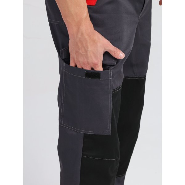 Костюм ProfLineBase-1 (тк.Твил,210) брюки, т.серый/черный/красный