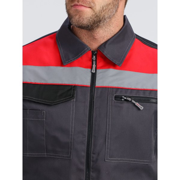 Костюм ProfLineBase-1 (тк.Твил,210) брюки, т.серый/черный/красный