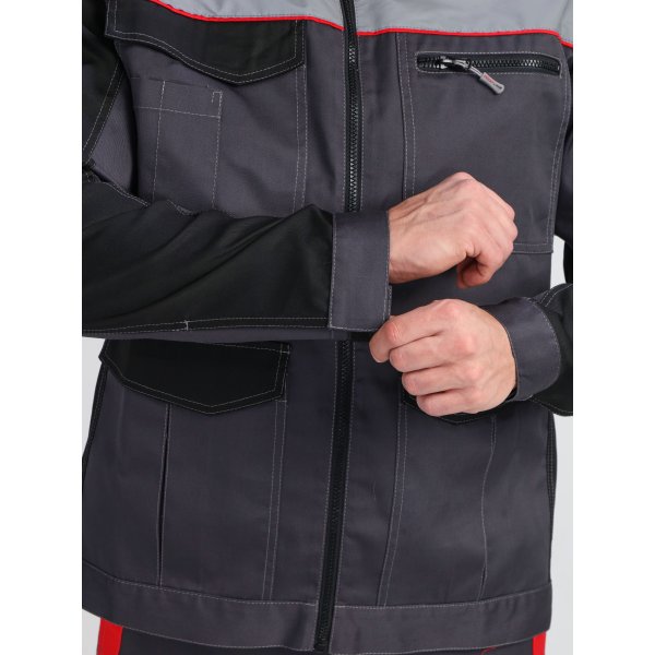 Костюм ProfLineBase-1 (тк.Твил,210) брюки, т.серый/черный/красный