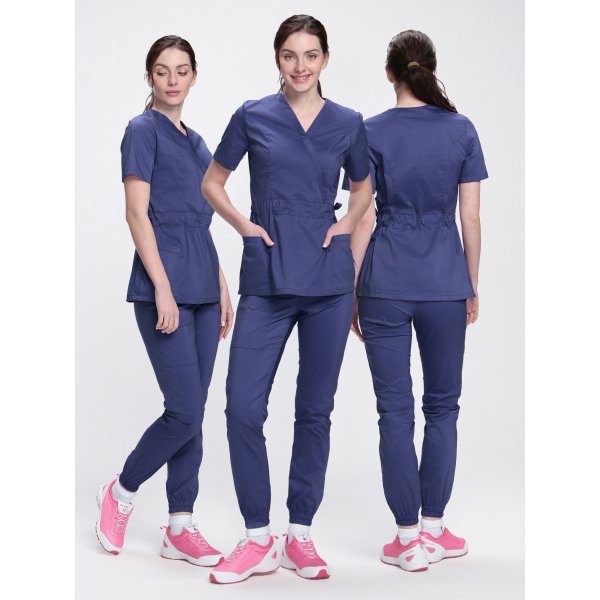Костюм женский хирургический Модерн-004 (тк.Стрейч,120) MedLine, т.синий