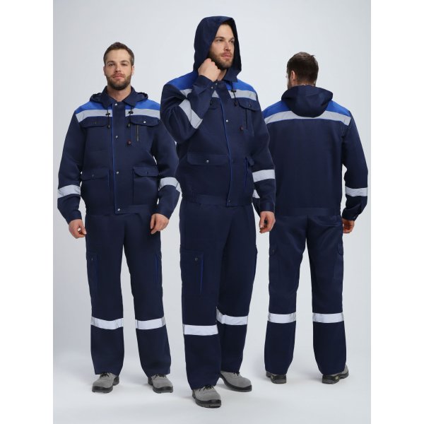 Костюм Нейч-2 СОП с капюшоном К. (тк.Смесовая,210) п/к, т.синий/васильковый