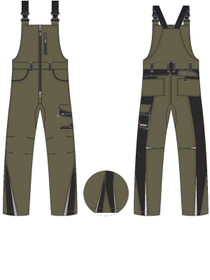 Полукомбинезон ProfLineLeader (тк.Хлопок/Спандекс,260), хаки/черный