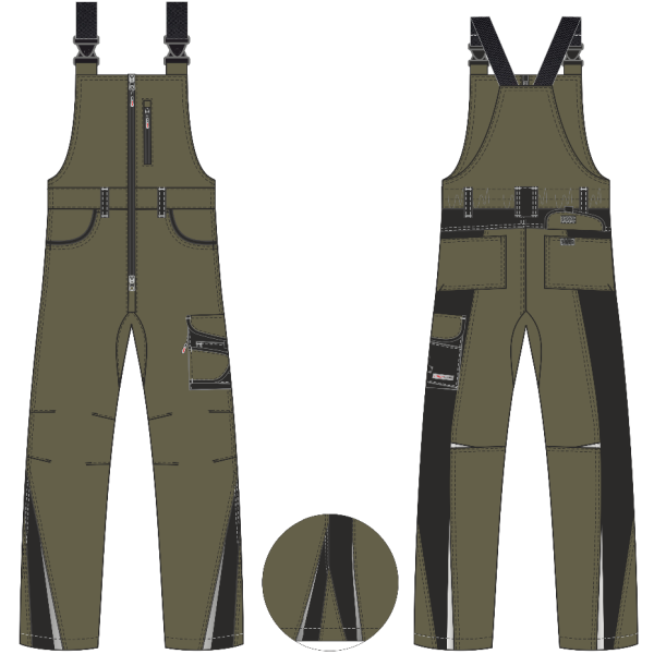 Полукомбинезон ProfLineLeader (тк.Хлопок/Спандекс,260), хаки/черный