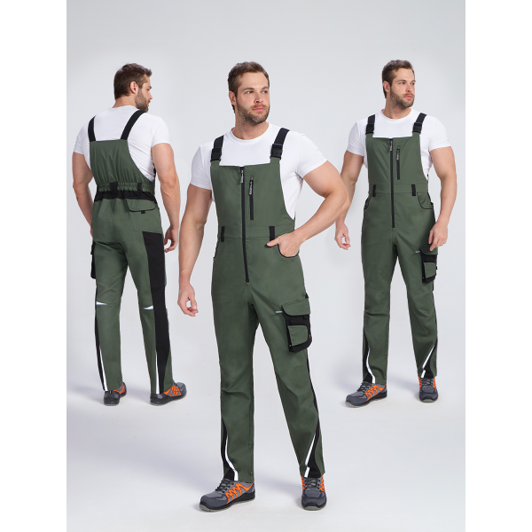 Полукомбинезон ProfLineLeader (тк.Хлопок/Спандекс,260), хаки/черный