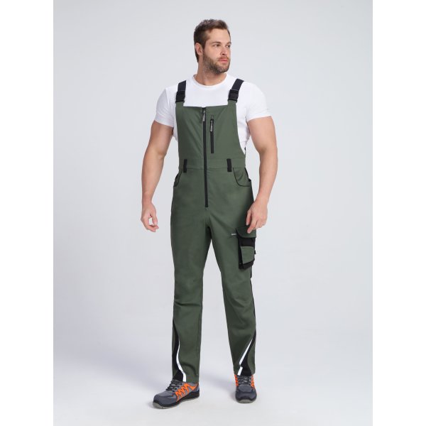 Полукомбинезон ProfLineLeader (тк.Хлопок/Спандекс,260), хаки/черный