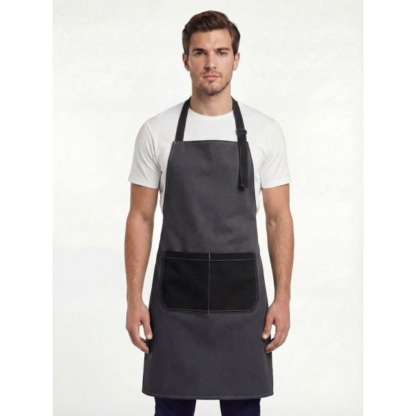 Фартук с грудкой Модеринт (тк.Смесовая,210), серый/черный