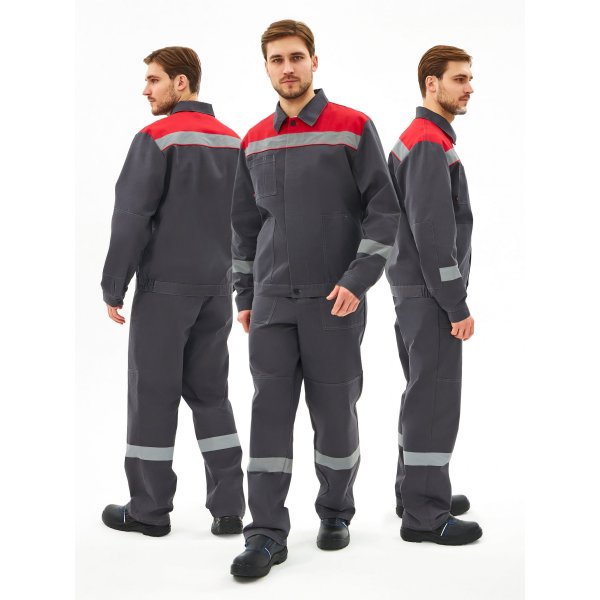 Костюм Липецк-1 СОП CH (тк.Смесовая,280) брюки, т.серый/красный