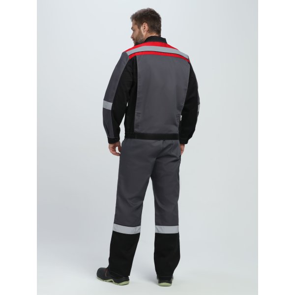 Костюм Вивантек-1 СОП У. (тк.Смесовая, 240) брюки, т.серый/черный/красный