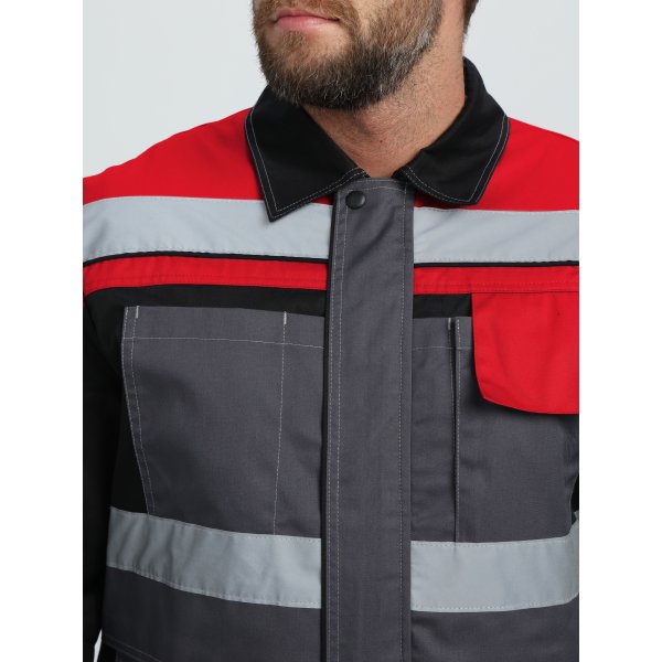 Костюм Вивантек-1 СОП У. (тк.Смесовая, 240) брюки, т.серый/черный/красный