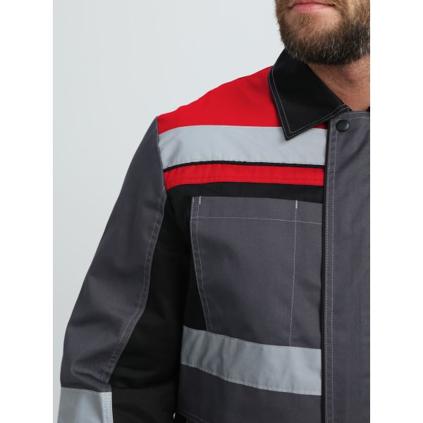 Костюм Вивантек-1 СОП У. (тк.Смесовая, 240) брюки, т.серый/черный/красный