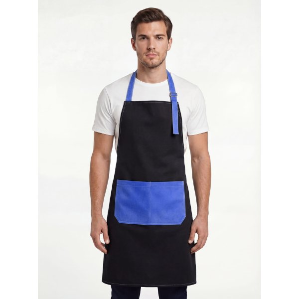 Фартук с грудкой Модеринт (тк.Смесовая,210), черный/васильковый