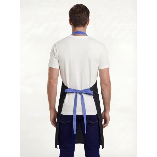 Фартук с грудкой Модеринт (тк.Смесовая,210), черный/васильковый