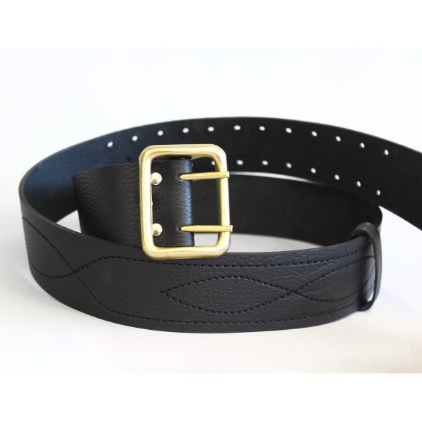 Ремень с анодированной пряжкой непрошивной (офицерский), черный